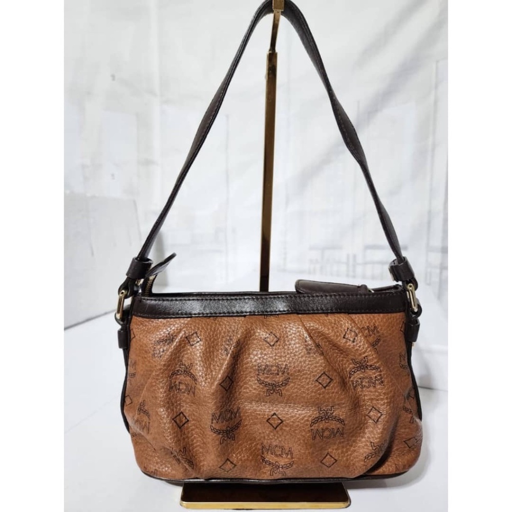 Authentic MCM Visetos Leather Pochette Chocolate/Brown - Picture 4 of 15